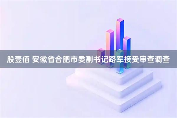 股壹佰 安徽省合肥市委副书记路军接受审查调查